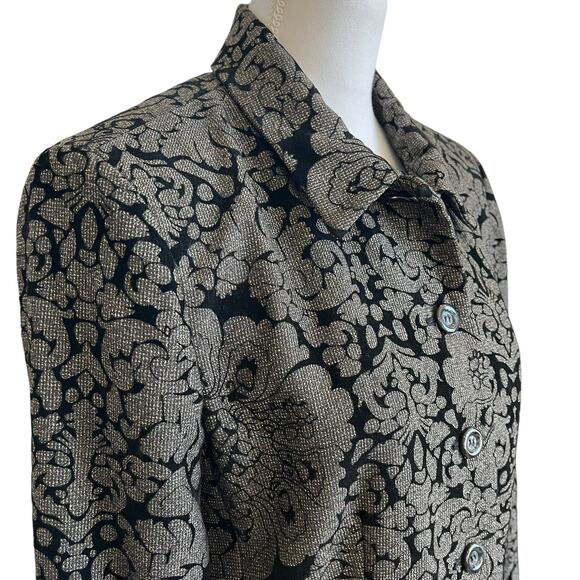 Evan Picone Jacket Blazer Women's Size 12 Brown Textured Floral Embossed Velvet - Picture 4 of 14